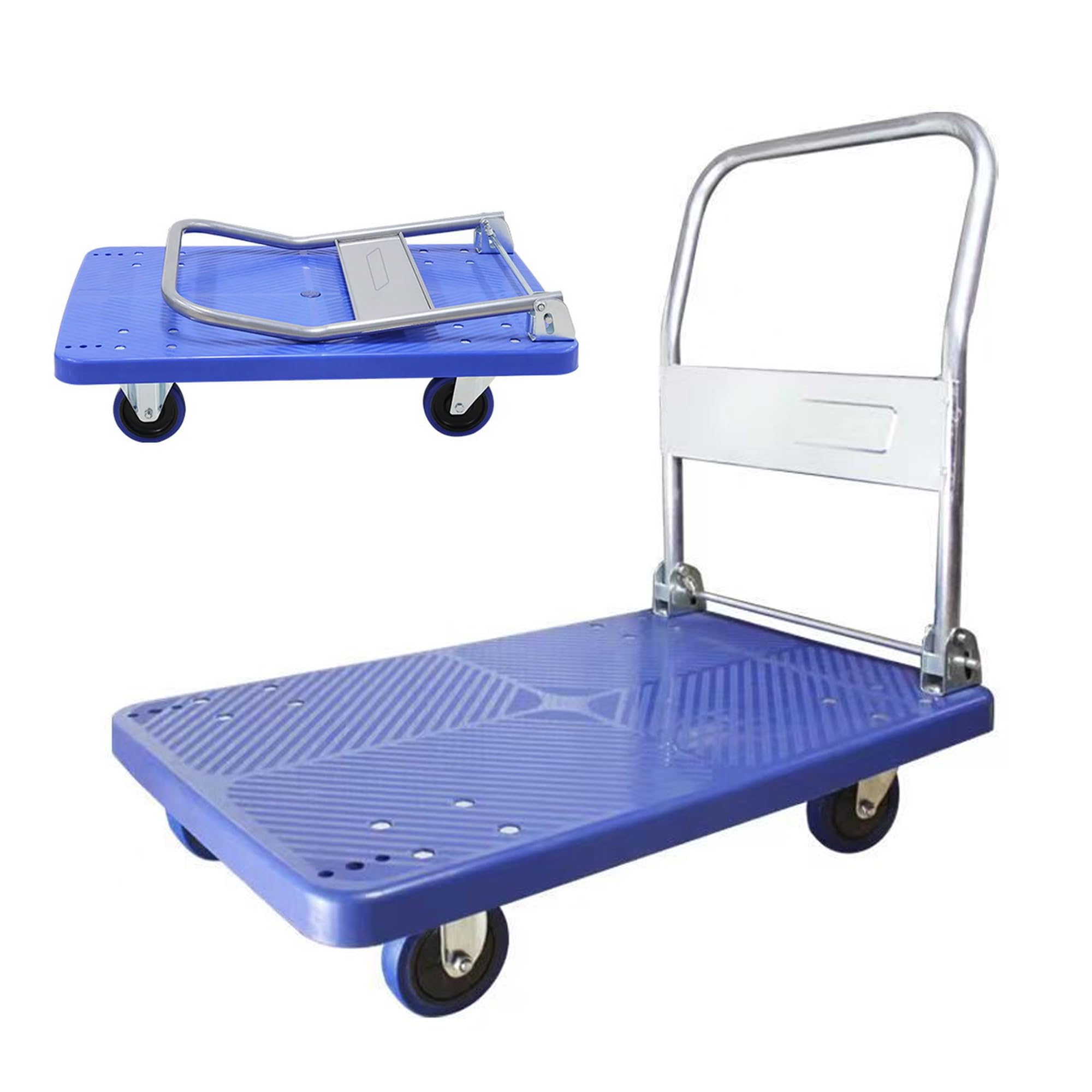 Foldable Heavy Duty Moving Hand Push Cart Dolly Flatbed Platform Truck with Wheels for Loading Storage Home Warehouse Garage Logistics Express (440LBS)