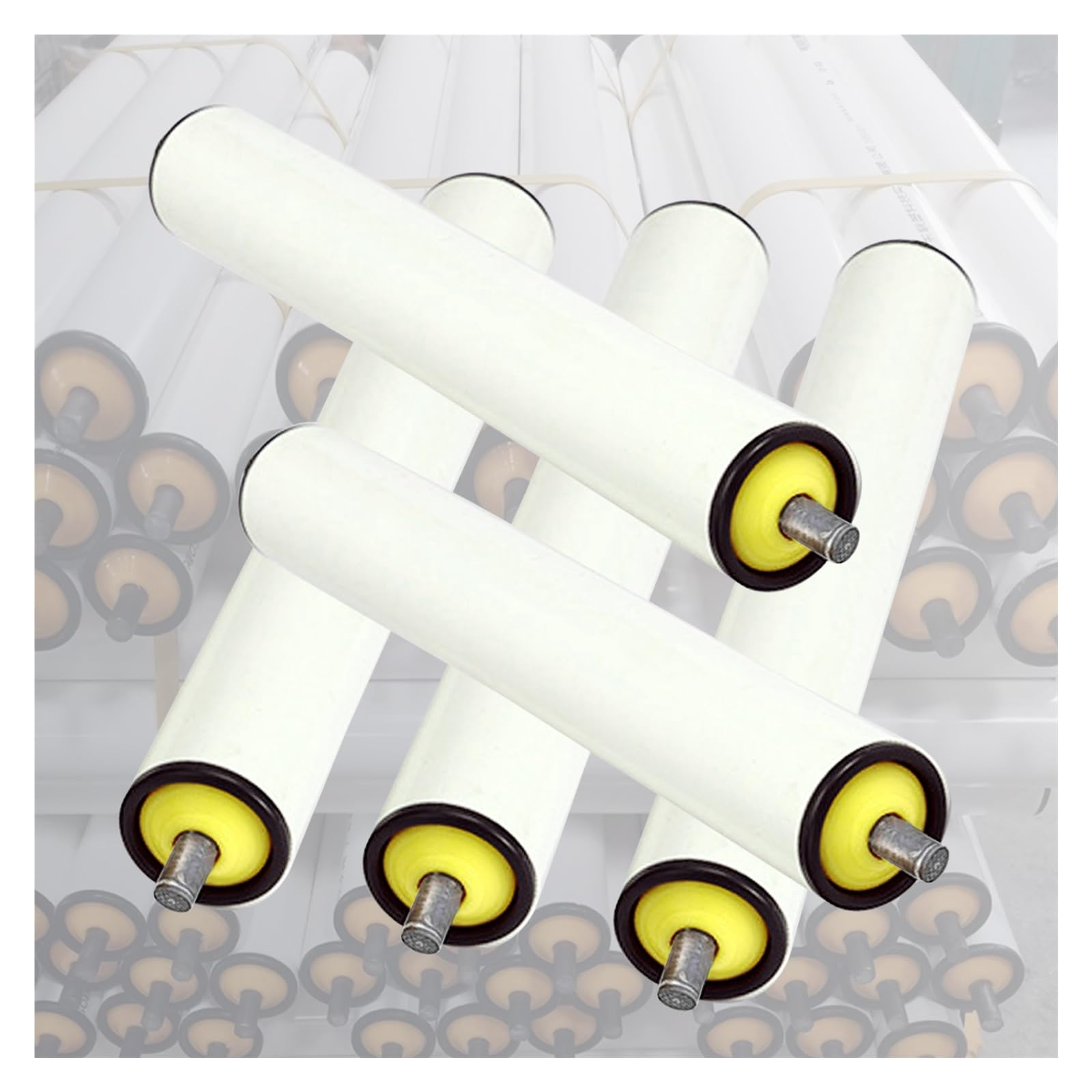 Set di 5 rulli trasportatori in PVC per una movimentazione fluida dei materiali, lunghezza 25-81 cm, per un trasporto efficiente