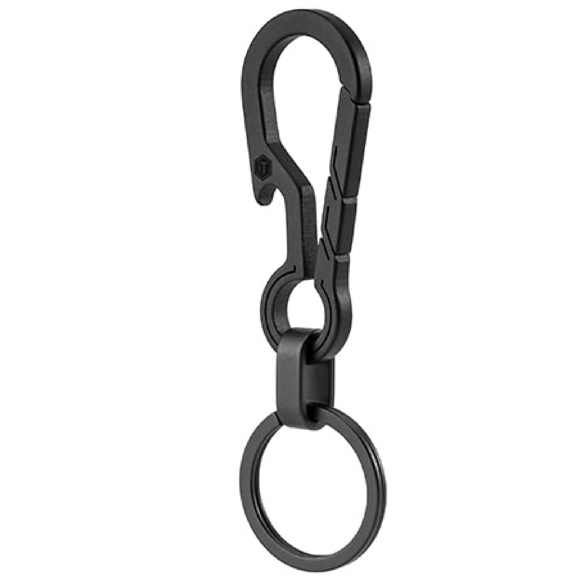 Keyunity Men's Km01 (Pvd Black) Km01 Titanium Edc Keychain Clip With Bottle Opener, Quick Release Carabiner Key Ring Holder For & Wo