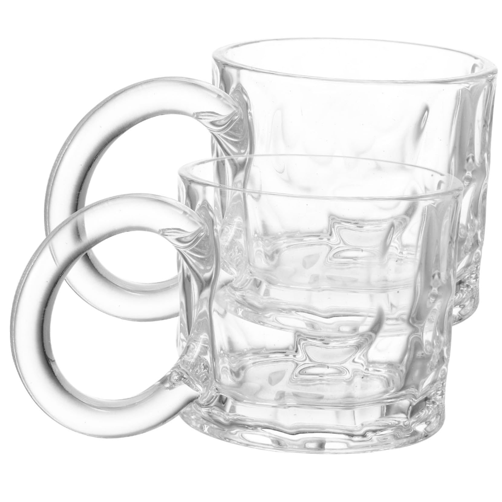 KICHOUSE 2pcs Embossed Relief Glass Mug with Handle Elegant Beverage Cup Perfect for Cold Brew and Iced Tea