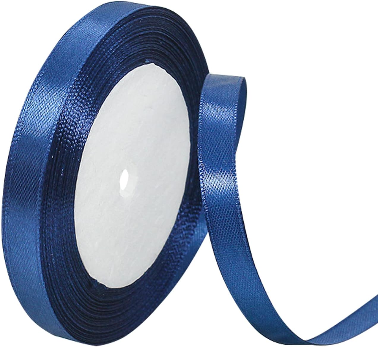 Navy Blue Satin Ribbon 10mm, 22M Solid Colors Fabric Navy Blue Ribbon for Crafting, Gift Wrapping, Balloons, DIY Sewing, Hair Bows, Xmas, Valentine, Presents Bouquets Floral Wedding & Cake Decoration