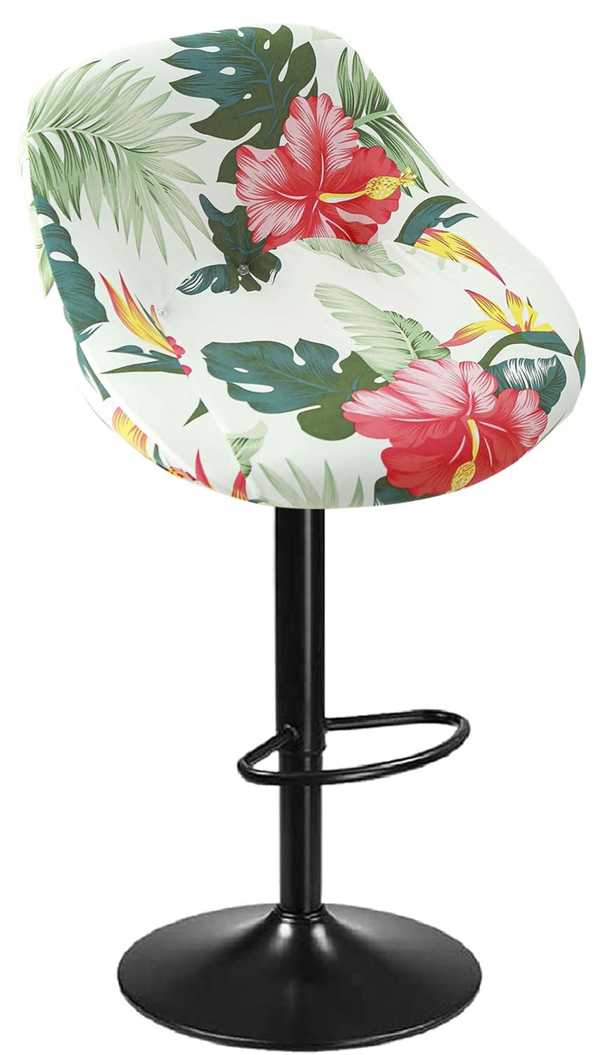 SDNAM Pub Bar Counter Stool Chair Covers with Back and Arms Set of 4/2/1 Stretch, Swivel Curved Kitchen Barstool Chair Cover Curved Back Bar Stool Slipcovers with Arms(H5,1PC)