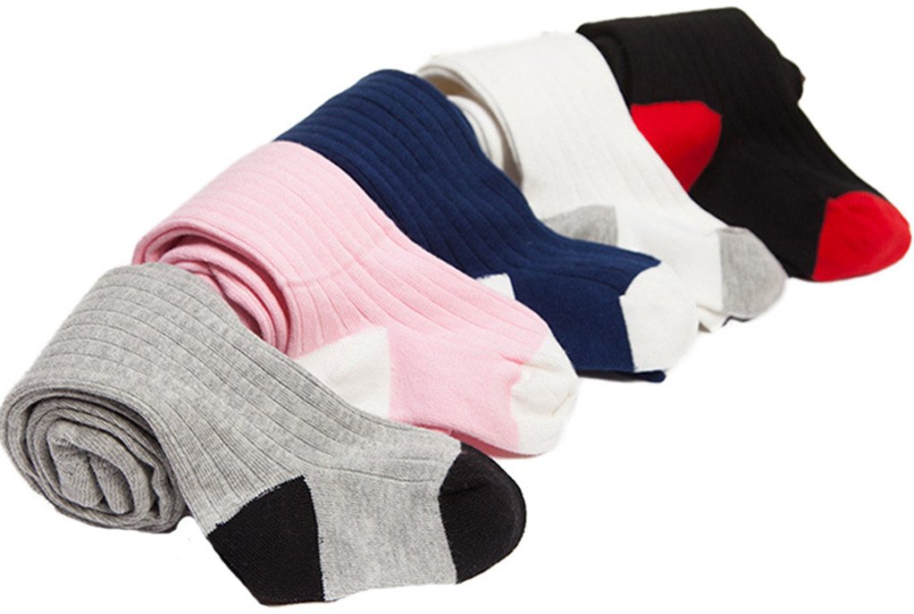 JELEUON 5 Pack Of Baby Toddler Infant Girls Cotton Assorted Leggings Tights Stockings Panties 1-2 Years