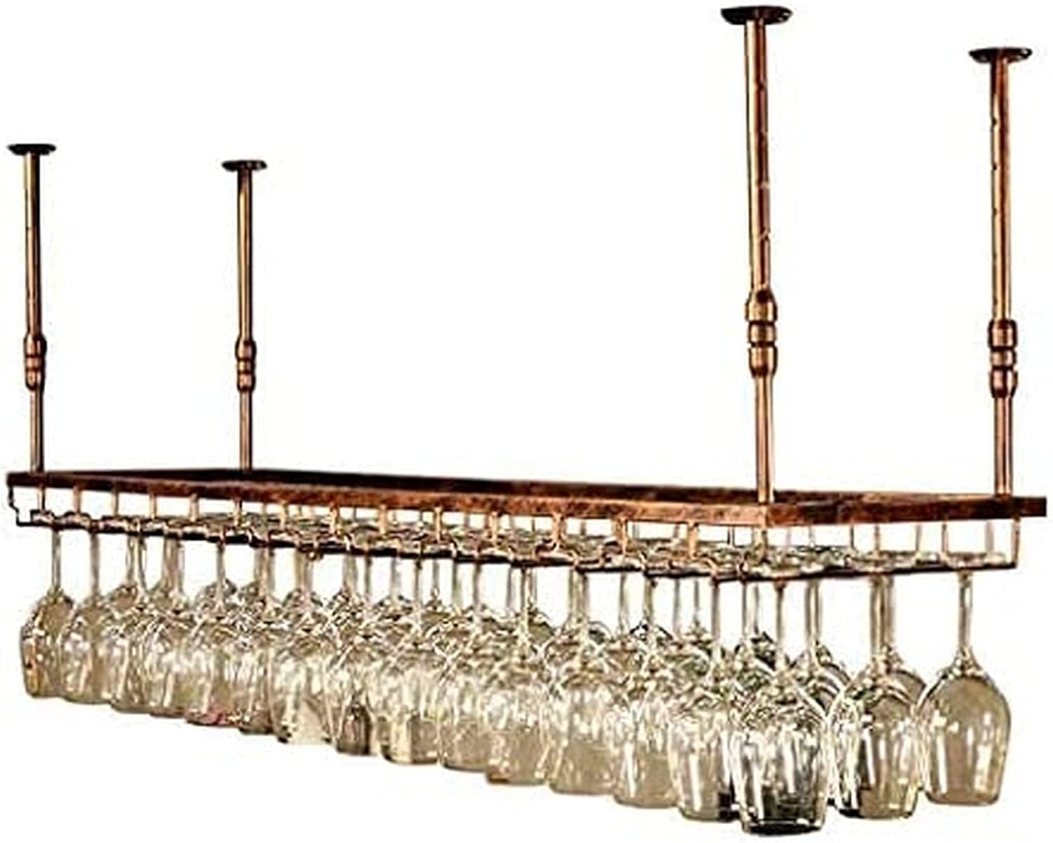 Wine Rack,Ceiling Wine RackHanging Metal Wine Bottle & s Holder for Bar & Restaurant Iron Stemware Rac in Bronze 120x40cm STO Solut