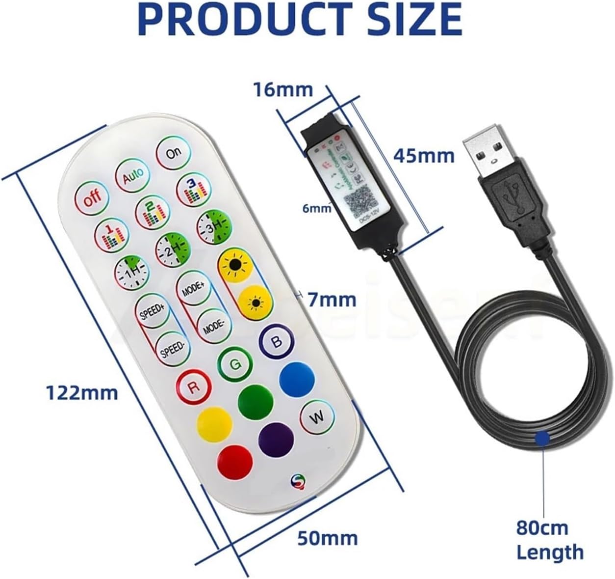 USB 5V 12V RGB Controller Dimmer 24 Keys Remote Control for 5050 Color LED Strip(USB add 24K)