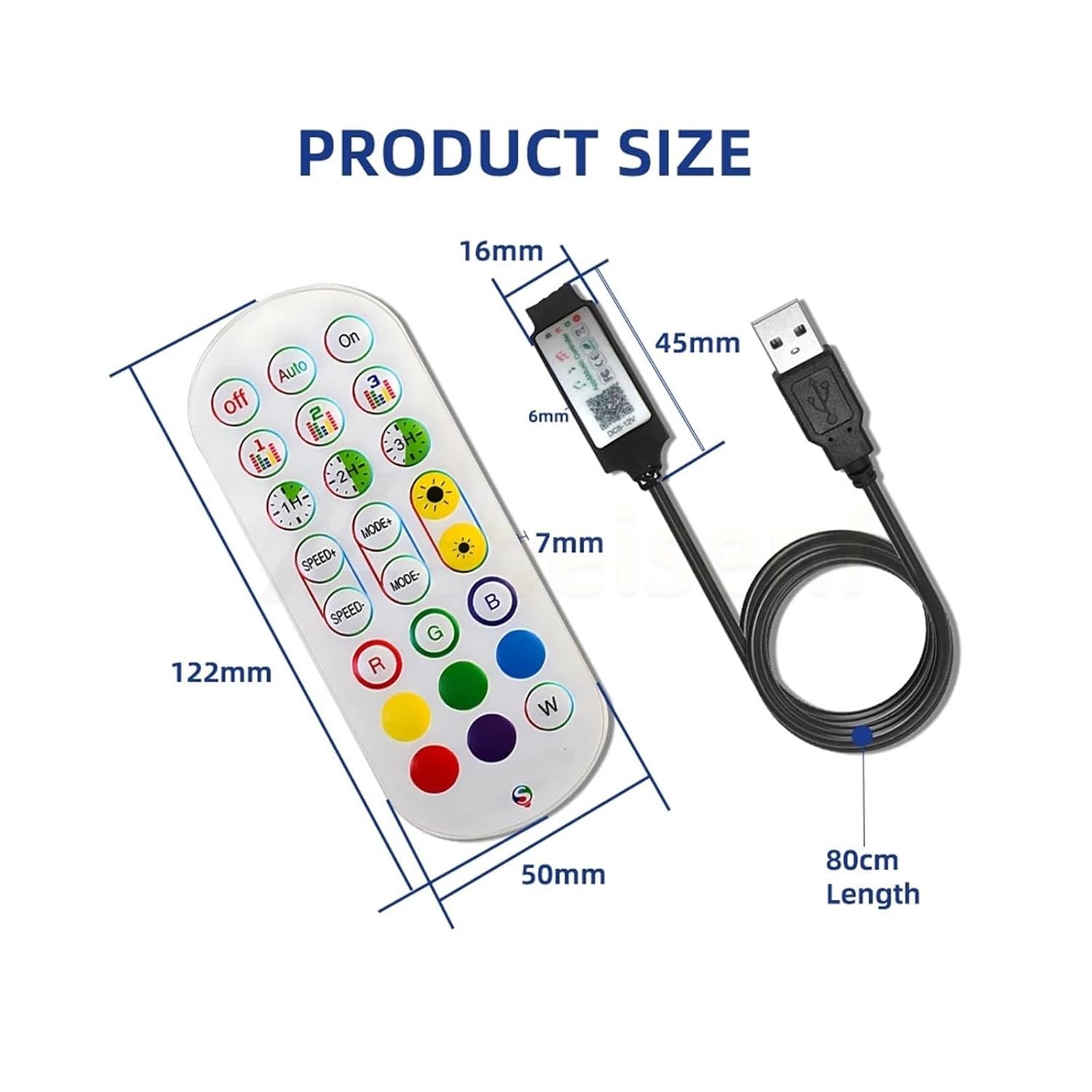 USB 5V 12V RGB Controller Dimmer 24 Keys Remote Control for 5050 Color LED Strip(USB add 24K)