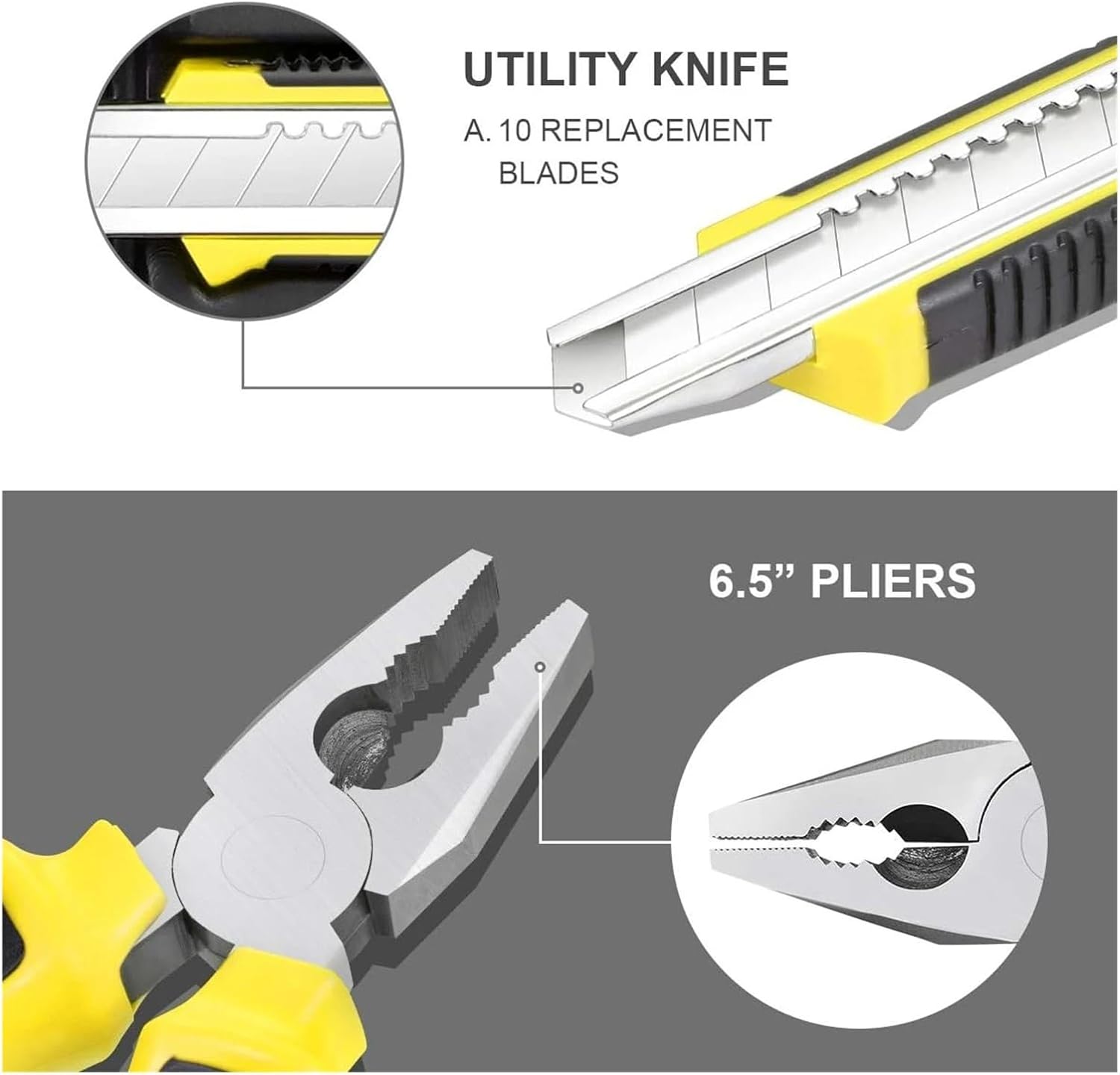 8/9/12/13Pcs Hand Tool Sets Household Home Repair Tool Set Screwdriver Tool Box Set Scissors Claw Hammer Tools Compatible with Home Use(8 in 1 Box Blue)