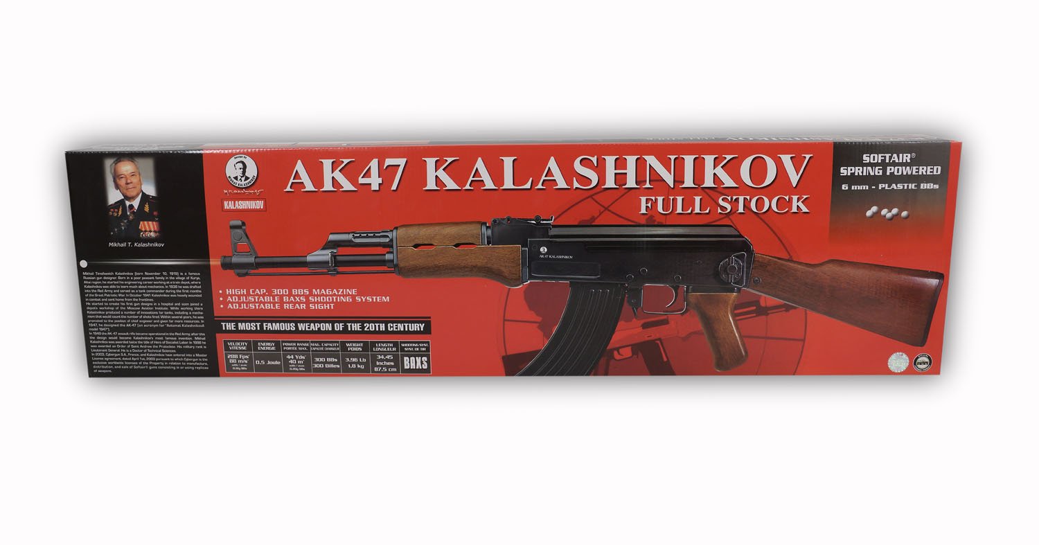 Softair Gewehr 202229 Kalashnikov AK 47 wood Kaliber 6 mm Federdruck < 0.5 Joule