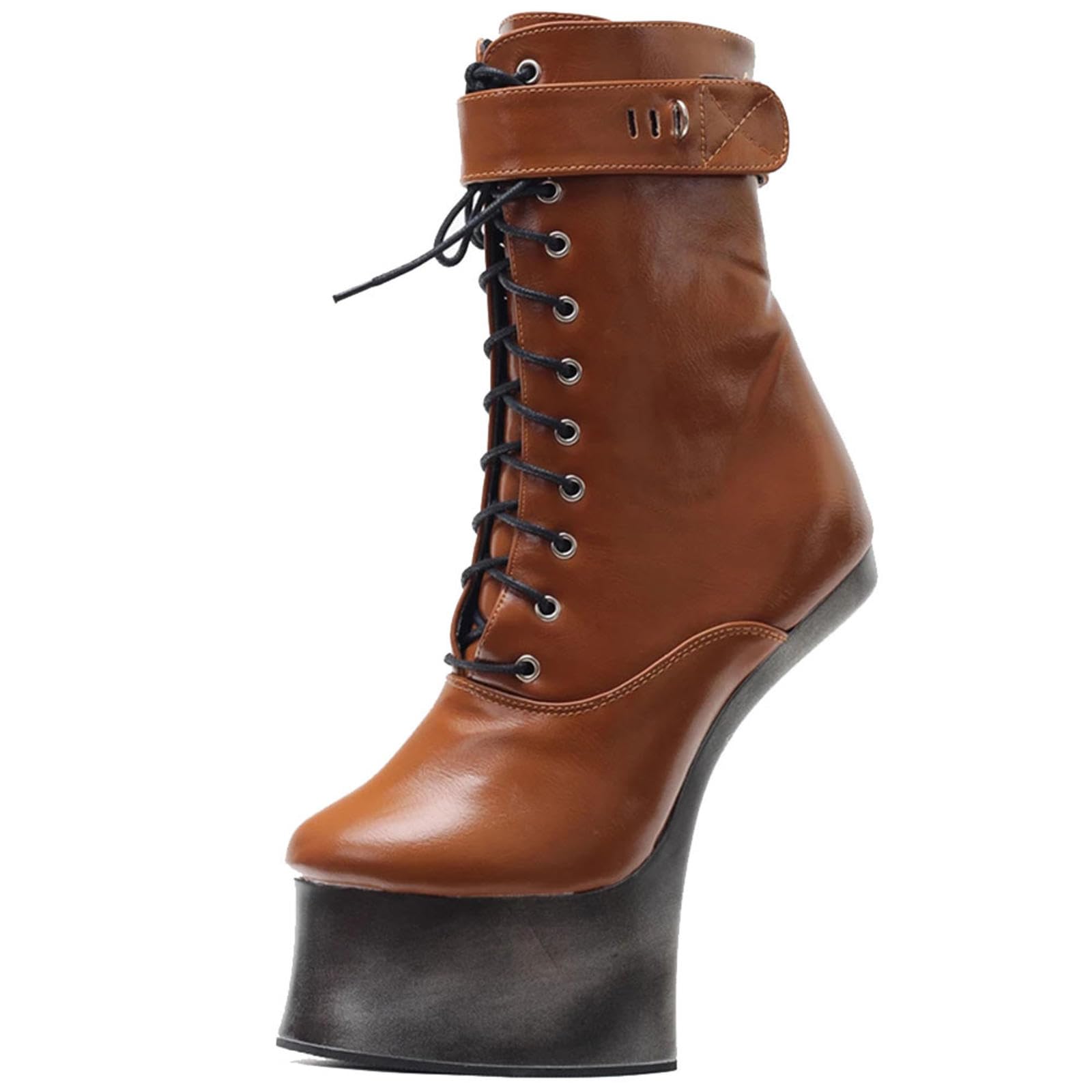 Tacchi Donna Tacco Alto 18CM Scarpe da Pole Dance con Plateau Impermeabili bloccate,Brown-39