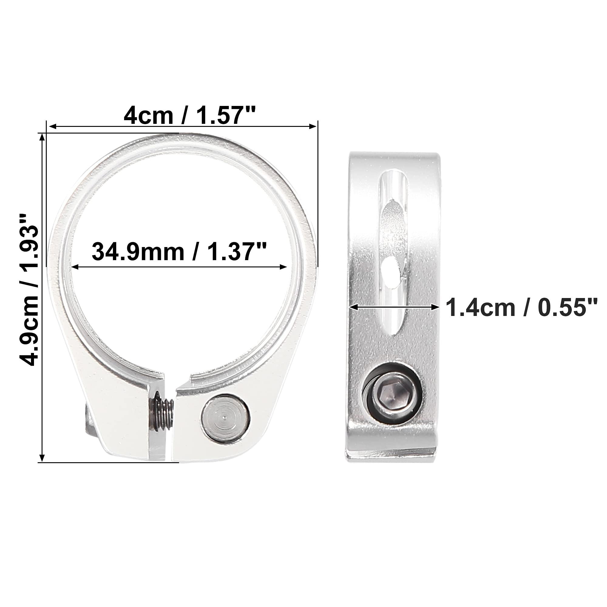 X AUTOHAUX 34.9mm Bike Bicycle Seat Post Clamp Seat Post Adapter Replacement, Silver Tone - Image 3