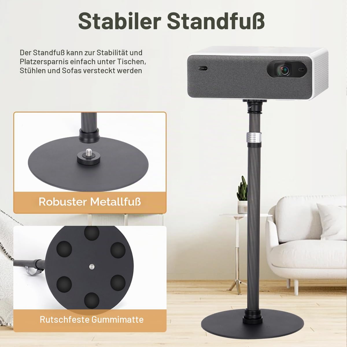 Koolehaoda Einbeinstativständer für den Schreibtisch, 40–71 cm Kohlefaser Einbeinstativ Montageständer mit Schwerer Basis für DSLR-Kamera, Licht, Webcam, Live-Streaming, Vlogging