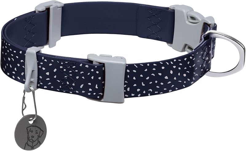 Confluence Dog Collar, Stink & Waterproof, Midnight Blue, 20"-26" | Stink-Proof, Heavy Duty Side Release Buckle, Easy to Clean & Adjust, TPU Webbing with Aluminum D-Ring & ID Tag Silencer