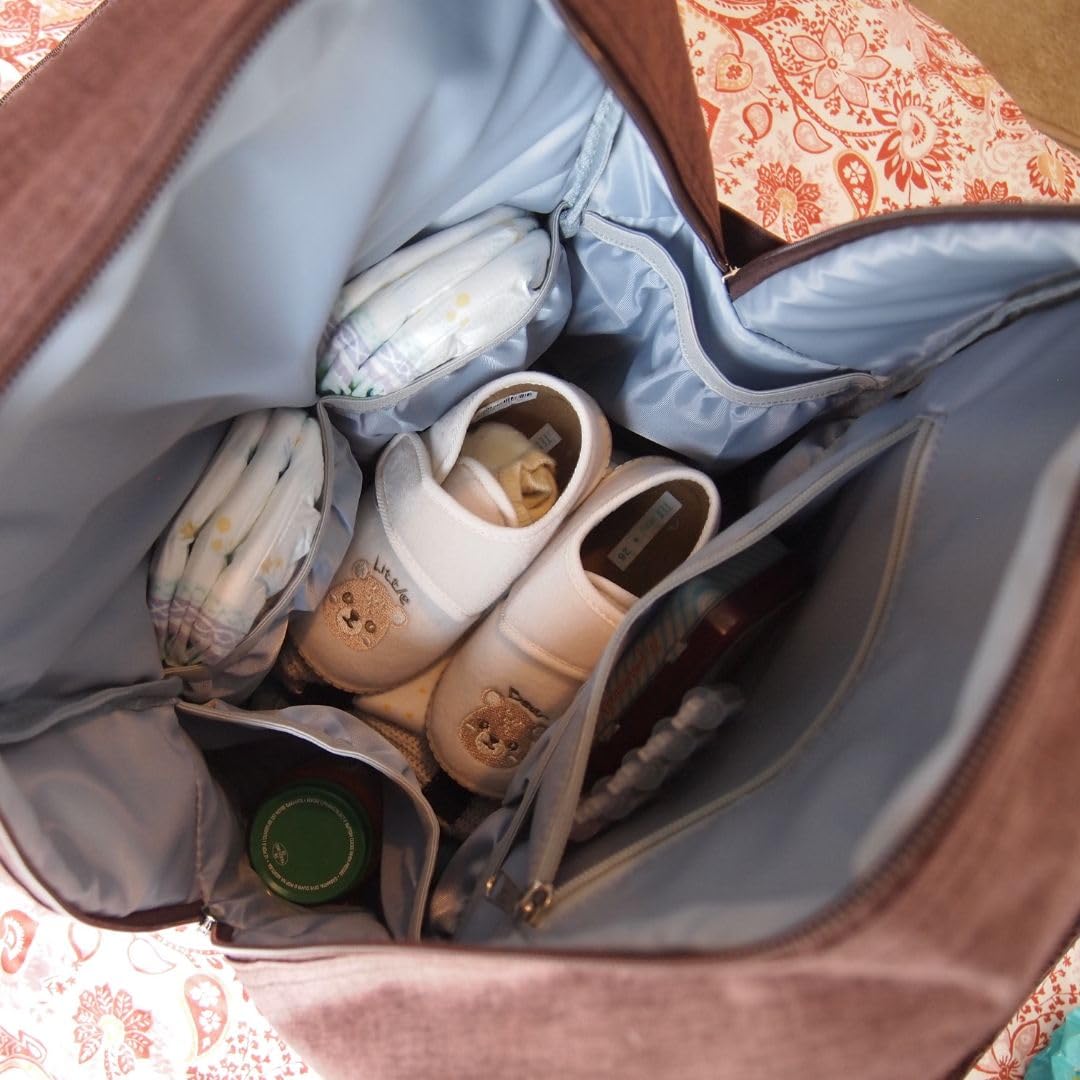 Sac à Langer Fripouille | Capacité de 30L | Déperlant | Sac à Dos à Langer bébé avec Matelas à Langer | Porte-Sucette et Sangles de Poussette (Brun)