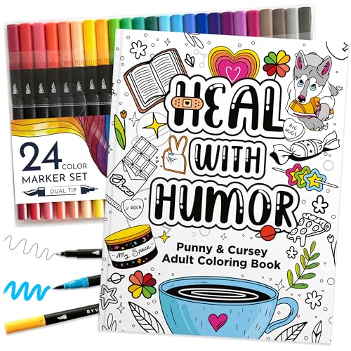 RYVE Adult Coloring Book Set for Adults Relaxation - Sassy & Funny Self Care Gifts for Women,...