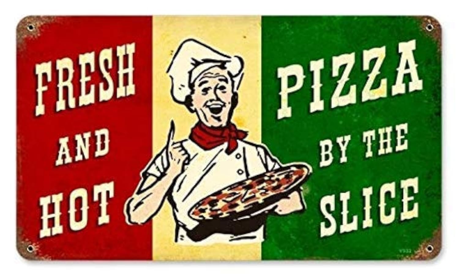 Tin Signs Retro Pizza Slice Metal Sign 12" w x 8" h Inch Poster Plate for Man Cave Restaurants Cafe Room Pub Bar Home Indoor Wall Decor