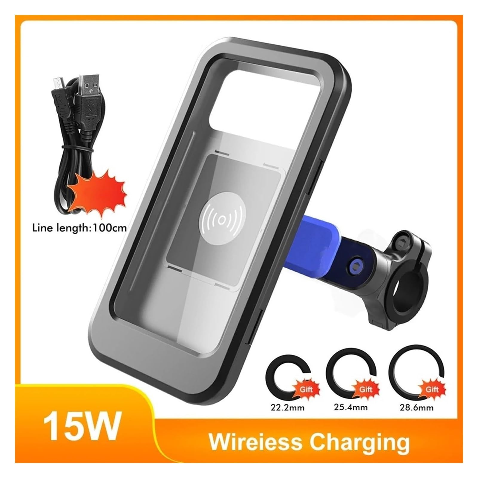 Motocicleta Soporte Navegación Soporte De Teléfono para Bicicleta Y Motocicleta, Cargador Inalámbrico Magnético Resistente Al Agua USB GPS para Bicicleta Y Motocicleta Soporte
