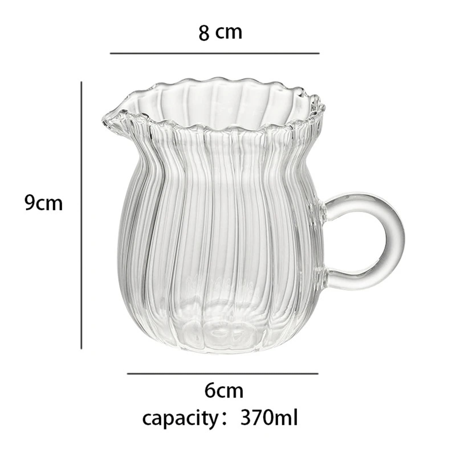 Jarra de leche y café de cristal, jarra de té multifuncional transparente for sala de estar, hogar, cafetería, oficina, bebidas, 2 uds. Para café(8 * 9cm-370ml)