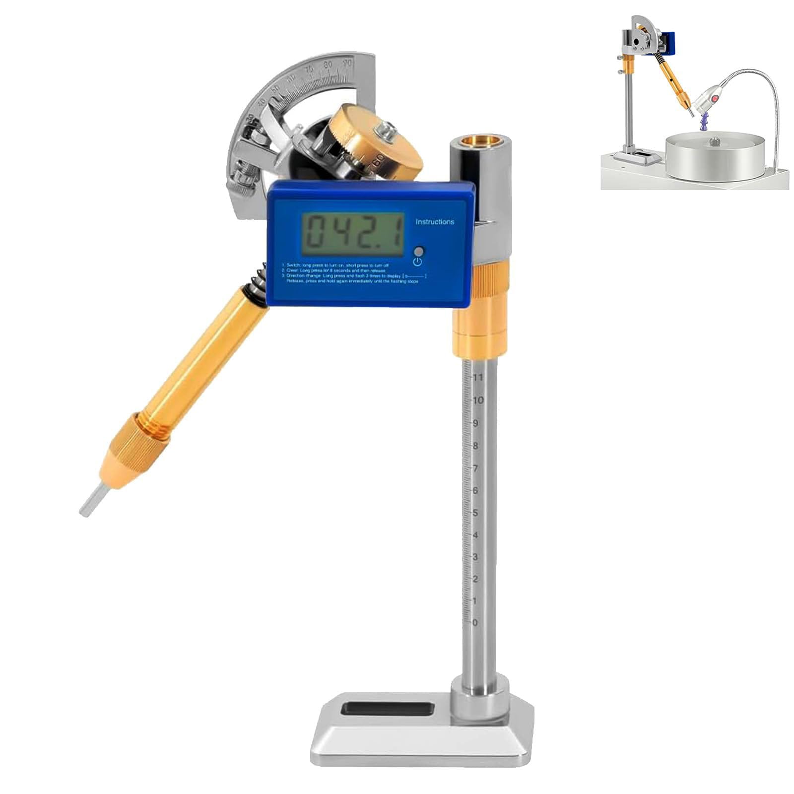 Macchina Per Sfaccettare Gemme Digitali | Tagliatrice di Gemme Regolabile In Altezza con Display Digitale Dell'angolo, Localizzatore e Ruota Indice 96(80)