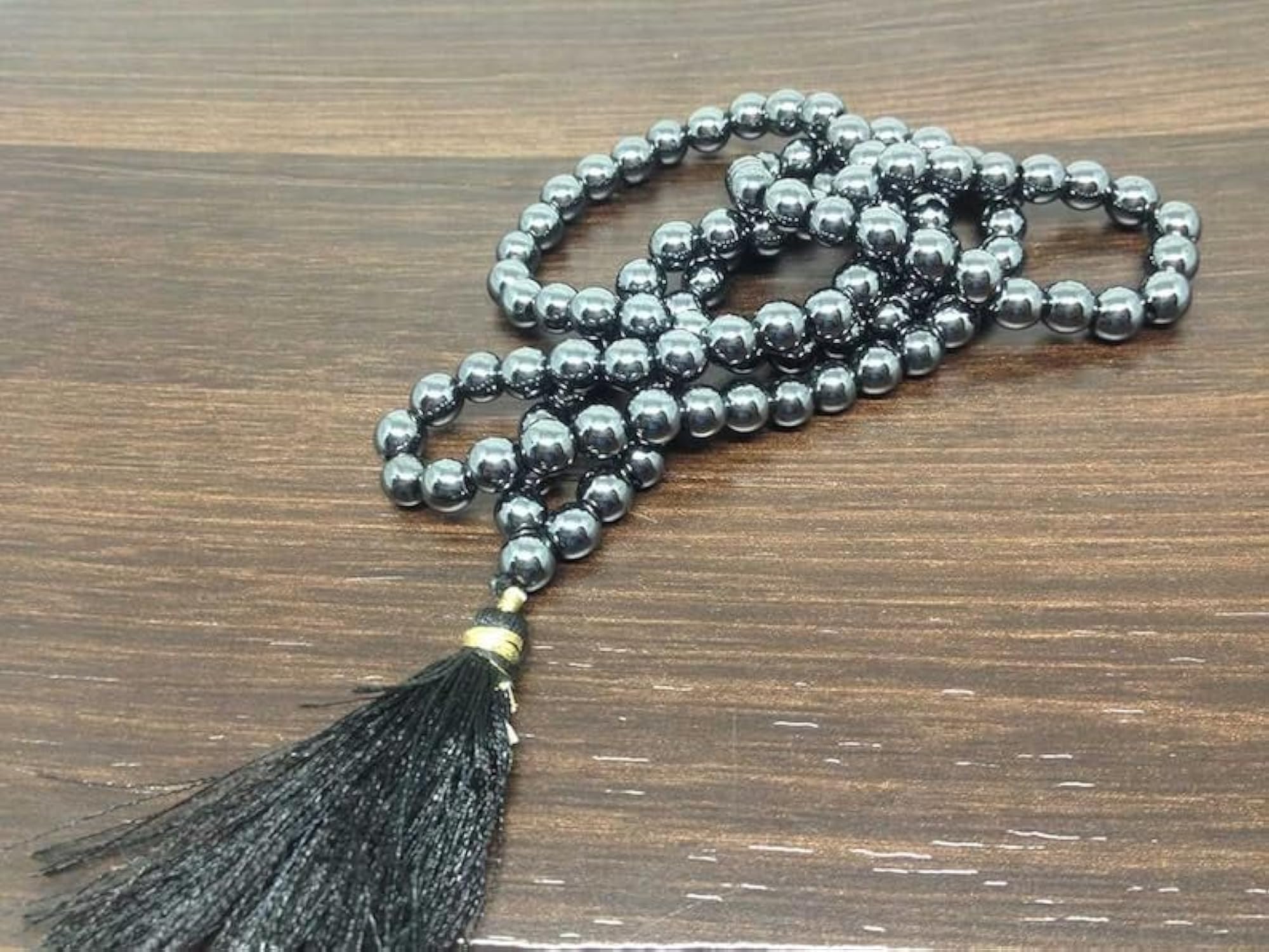Natural Hematite 6MM Beaded Handmade Prayer Mala Necklace