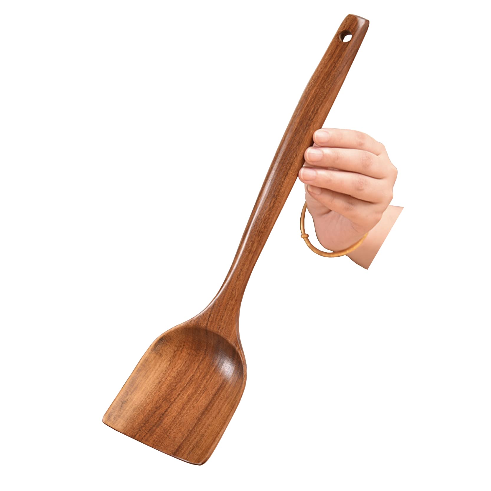 UPTALY Wooden Cooking Shovel with Bold Handle(14.17'' x 3.35''), Extra Long Natural Teak Shovels, Wooden Shovel for Cooking, Heavy Duty Cooking Shovel for Nonstick Pan, Kitchen Utensil