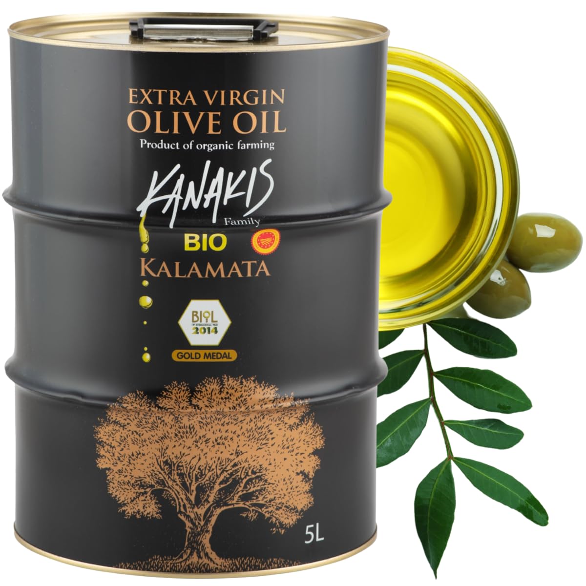 Oliwa z oliwek extra virgin ekologiczna tłoczona na zimno 5l puszka Kanakis