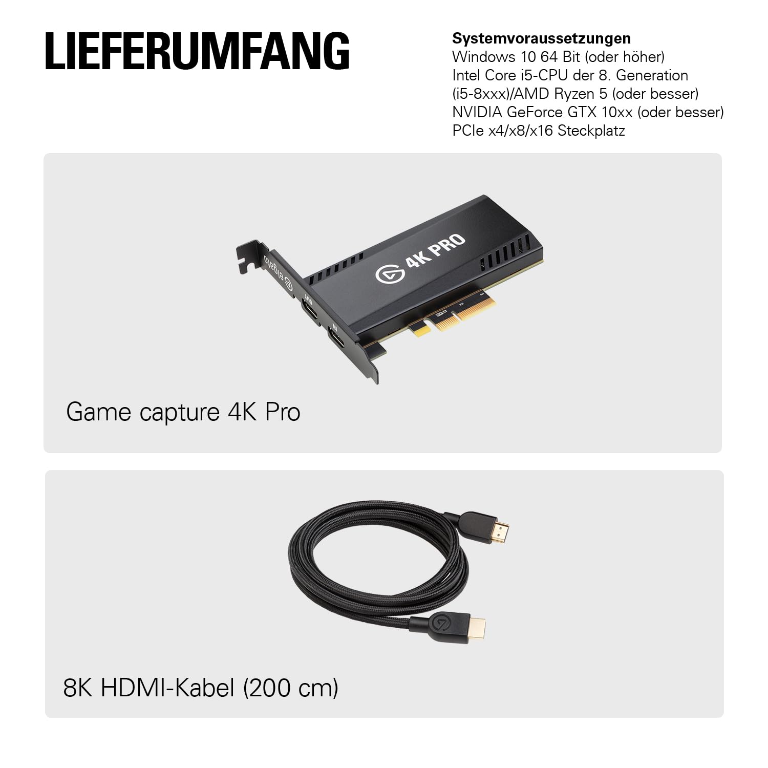Elgato 4K Pro, Interne Capture-Karte: 8K60-Passthrough|4K60 HDR10 mit ultraniedriger Latenz auf PS5|Pro, Xbox Series X|S, Nintendo Switch 2, OBS und mehr, Streaming, kompatibel PC und Dual-PC-Setups