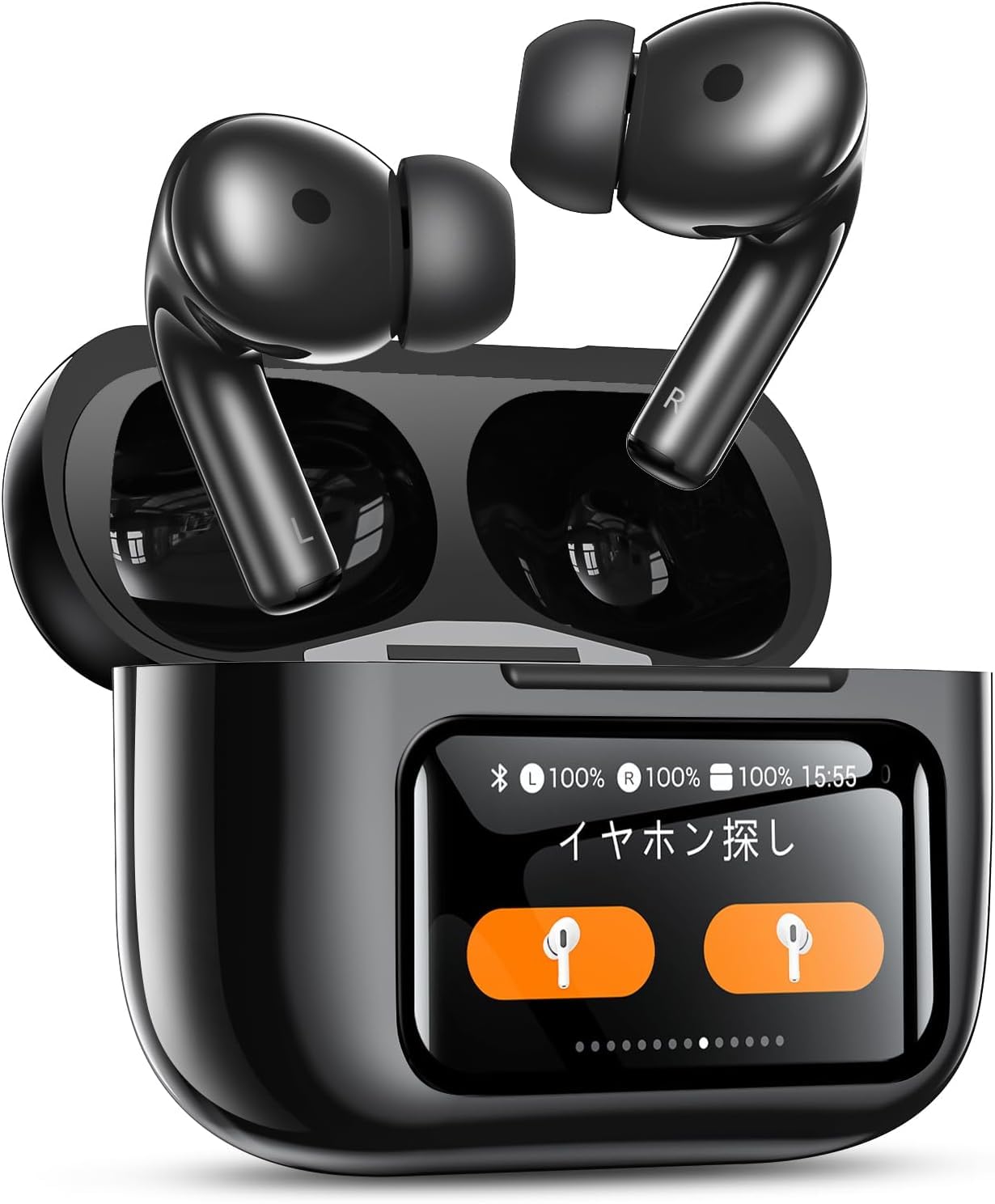 ワイヤレスイヤホン, Bluetooth 5.4対応, ANCノイズキャンセリング機能搭載, 最大32時間再生, タッチスクリーン操作, Type-C充電, Hi-Fi, ハンズフリー通話, スポーツ・通勤通学用, ブラック