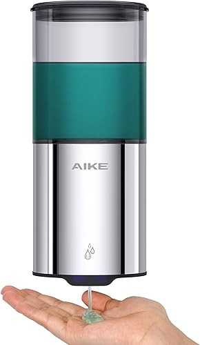 AIKE Dispensador automático de jabón líquido para montaje en pared para el hogar y el baño comercial, 13.5 onzas, IPX7, impermeable, acero