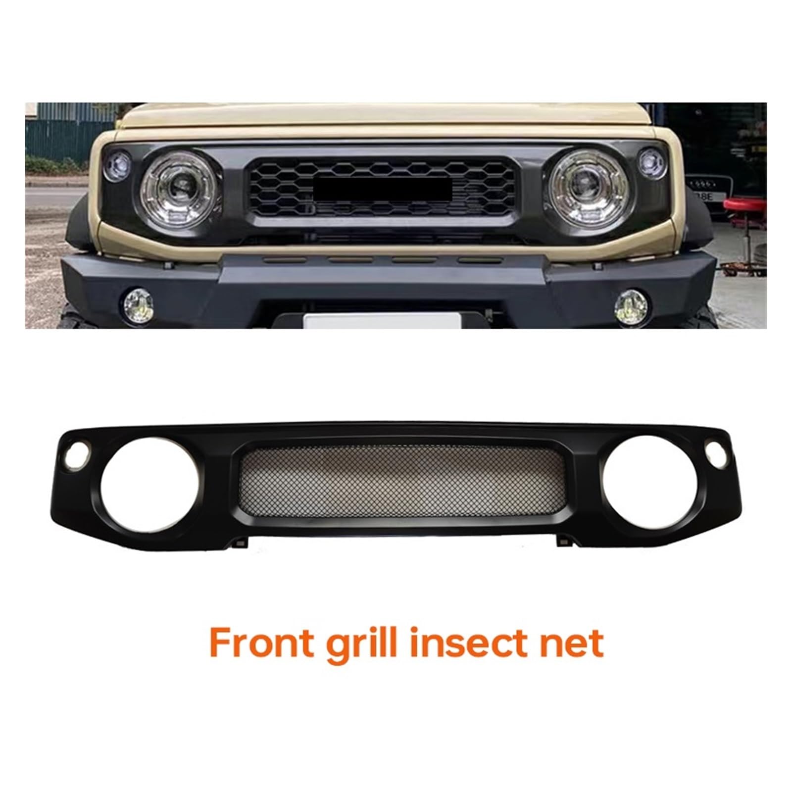 Shuogoufeng Store Przedni grill wyścigowy samochodu z siatką na owady kompatybilny z Jimny JB64 JB74W 2019 2020 Osłony wentylatora