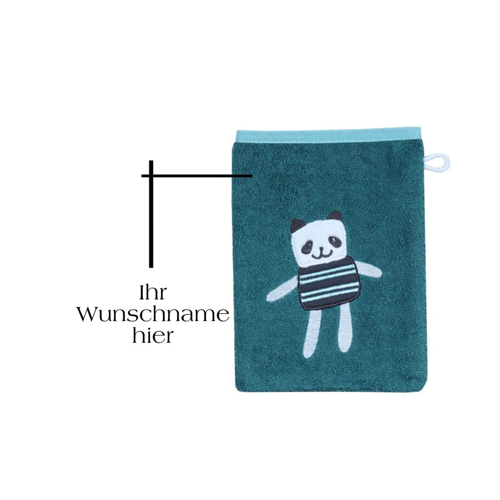 Kapuzenhandtuch personalisiert mit Waschlappen Set | Baby Badetuch 80 x 80 cm Kapuzenbadetuch Baby | Bestickt mit Name | Baby Handtuch mit Kapuze | Baby Erstausstattung | Teddy (Bär Meer)