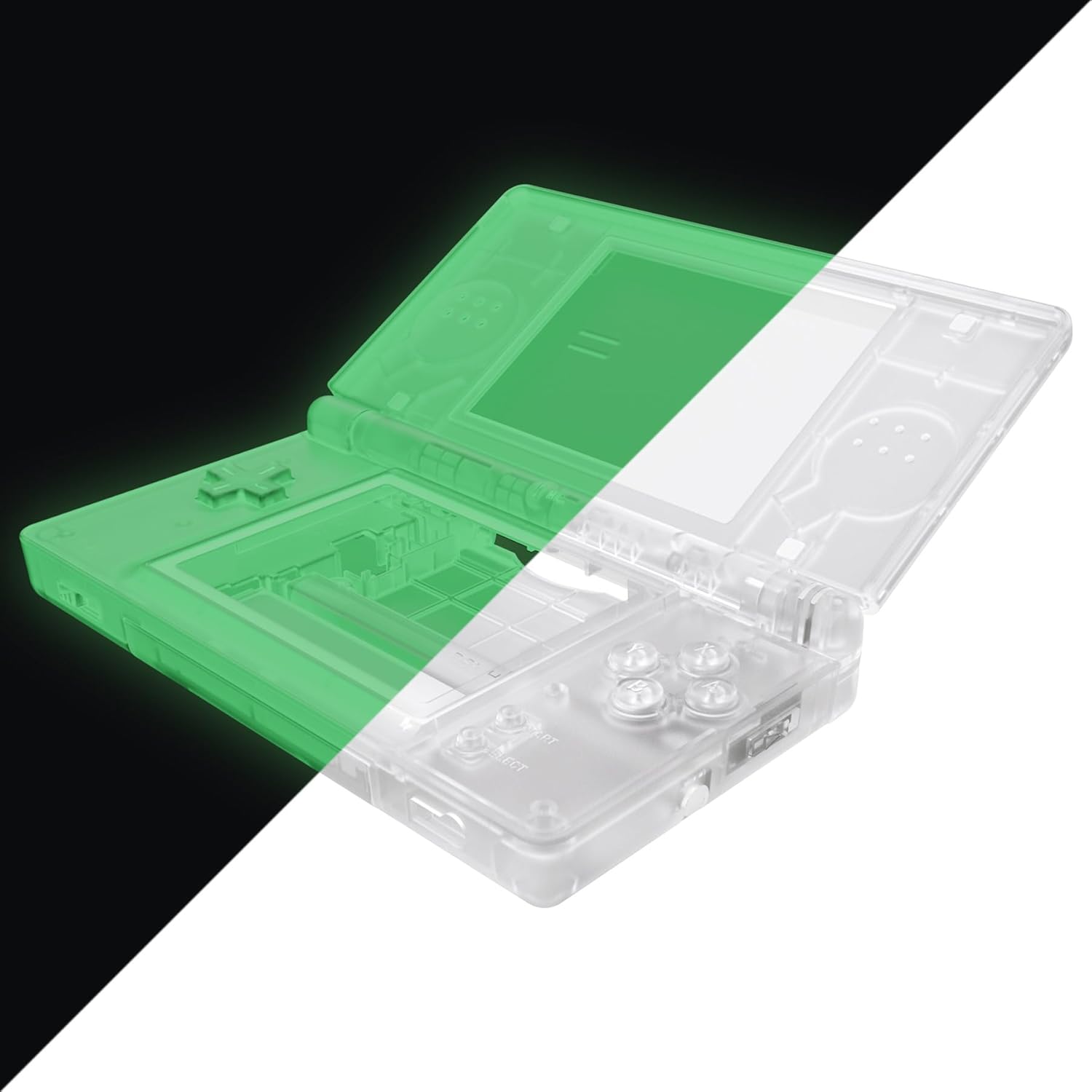 eXtremeRate Glow in Dark - Green Replacement Full Housing Shell for Nintendo DS Lite, Custom Handheld Console Case Cover with Buttons, Screen Lens for Nintendo DS Lite NDSL - Console NOT Included