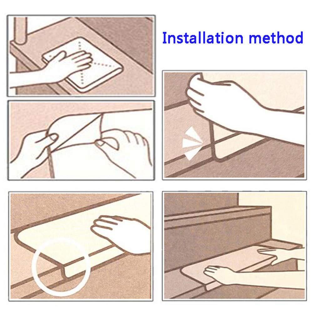 rutschfeste Stufenmatten, 65x24cm,Streifenmuster Selbstklebender Treppenstufen Teppich Weich Und Bequem Stufen Teppiche Protector Matten,0,6 cm Dicke,Grau,13pcs