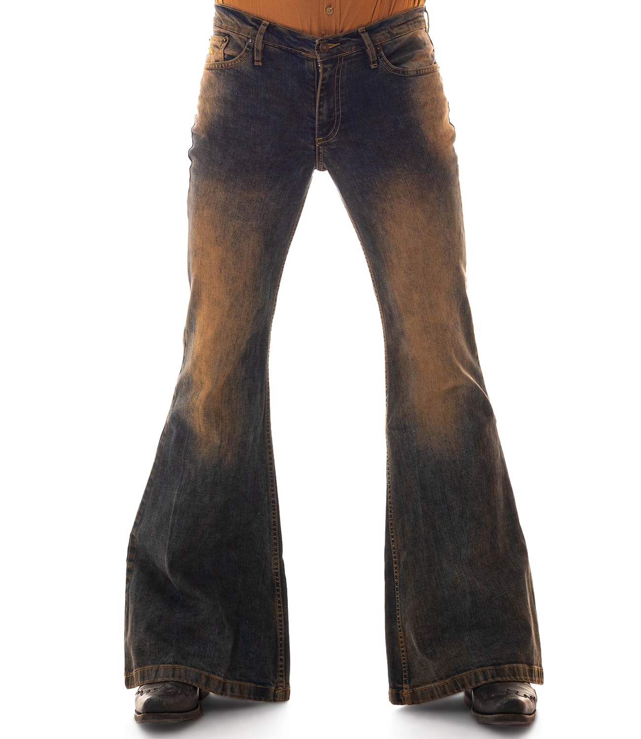 COMYCOM Jeans a Zampa da Uomo con Lavaggio Dirty Star Red County