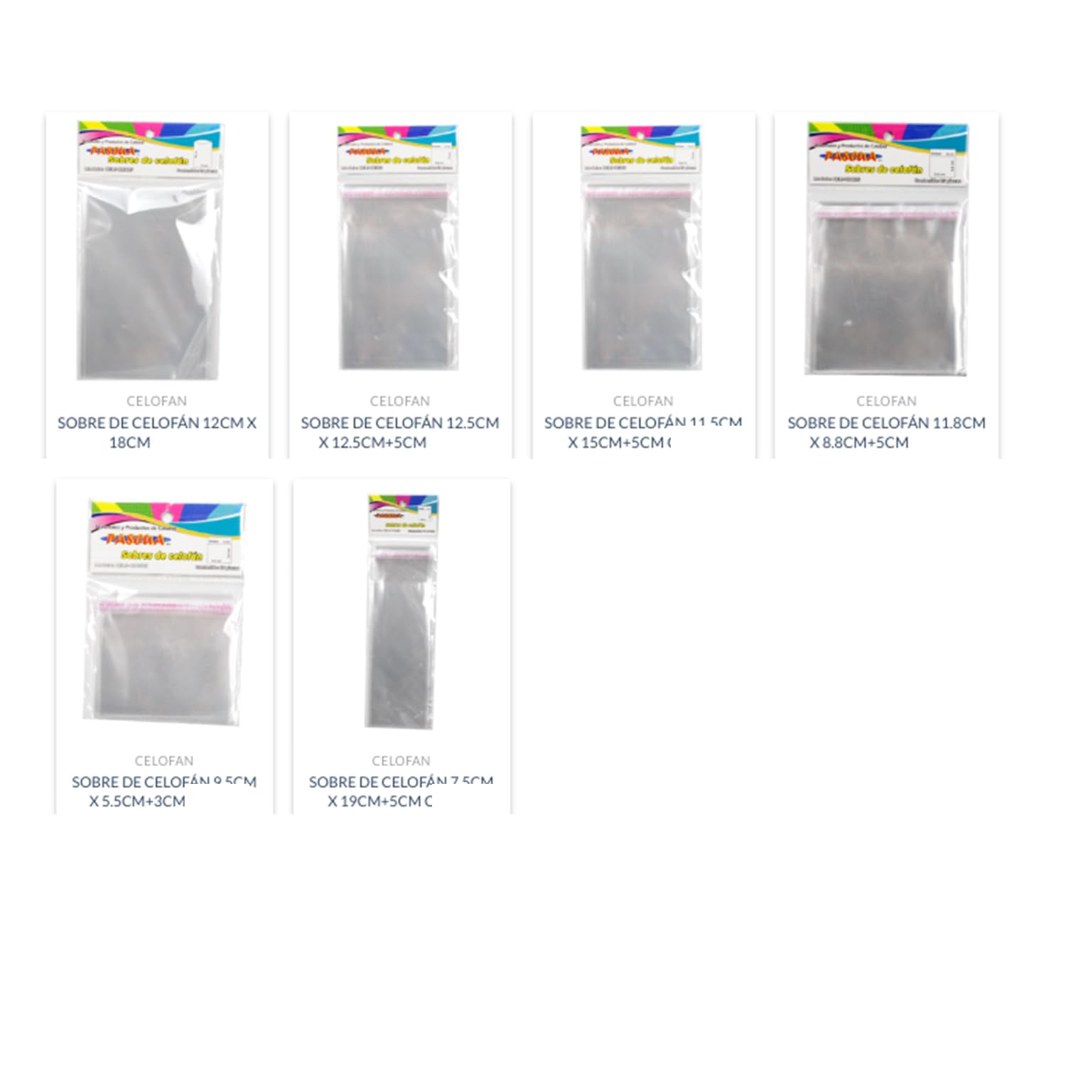 Bolsas Celofan Sobres Celofan Transparente 14 Tamau00f1os