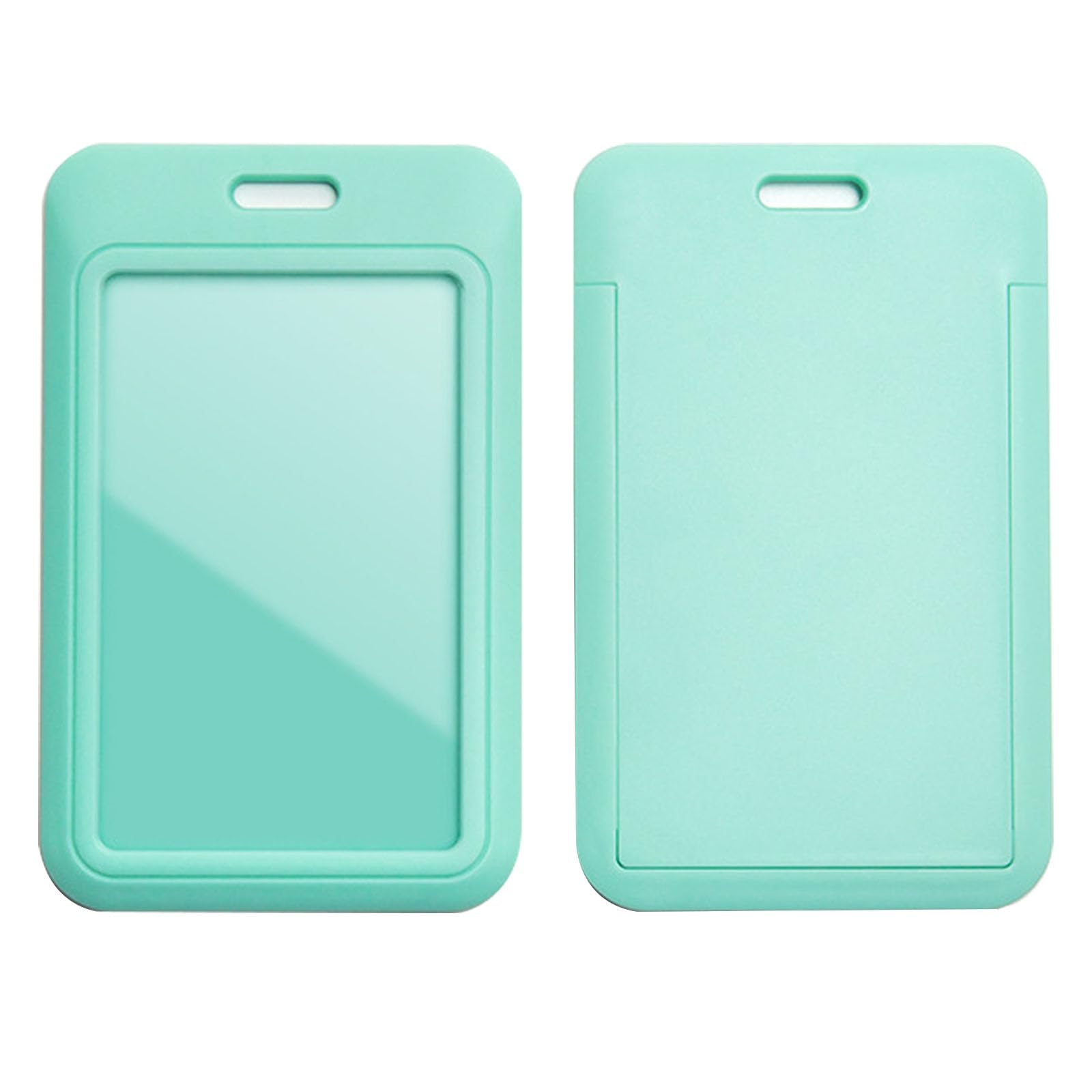 Larpur Pack of 2 Sliding ID Badge Holders Hard Plastic Vertical Card Cases with Clear ID Window for School, Office, Factory, Work, Aqua