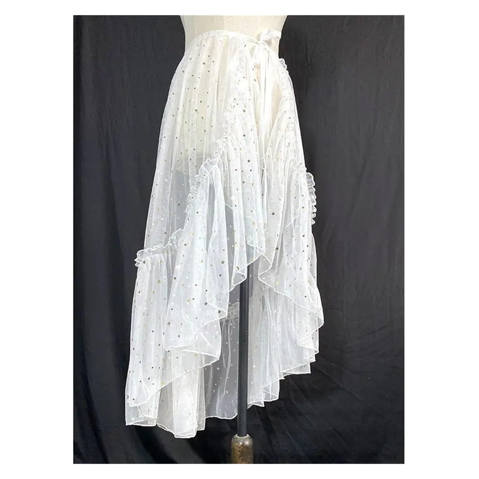 Jupe Longue mi-Longue en Maille Unie, Transparente, asymétrique
