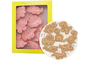 8-Piece Dinosaur Cookie Cutter Set with Plunger Stamp