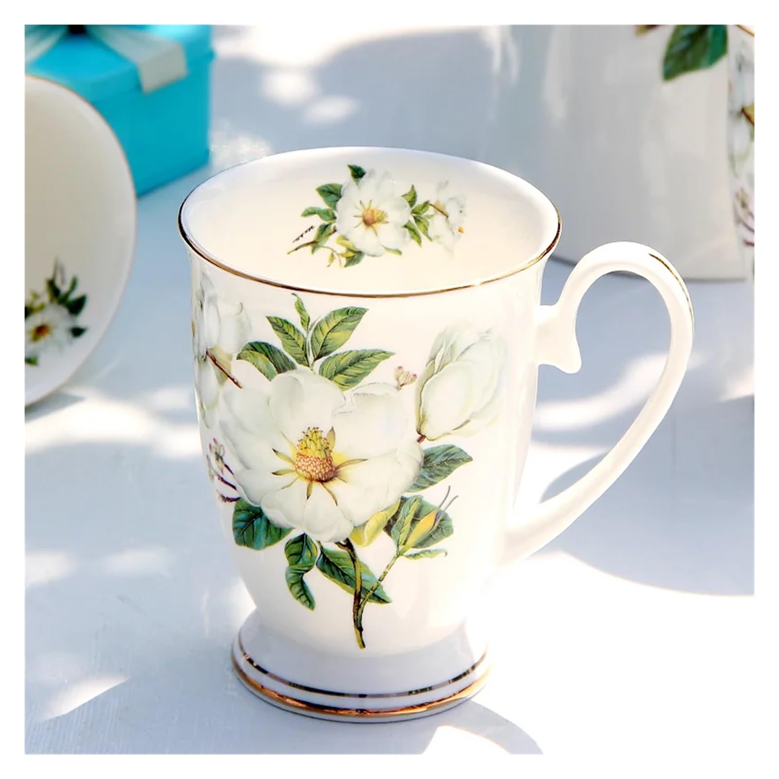 Tazze da caffè divertenti in porcellana 300 ml, con dipinti floreali in, tazzine espresso vintage di campagna, bicchieri Taza Tea Cup Art(2pc)