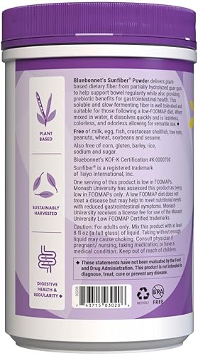 Miniatura 6 de BlueBonnet Nutrition Sunfiber – 0.24 oz de fibra soluble prebiótica a base de plantas – Apoya la salud digestiva* – Disolución instantánea – Sin