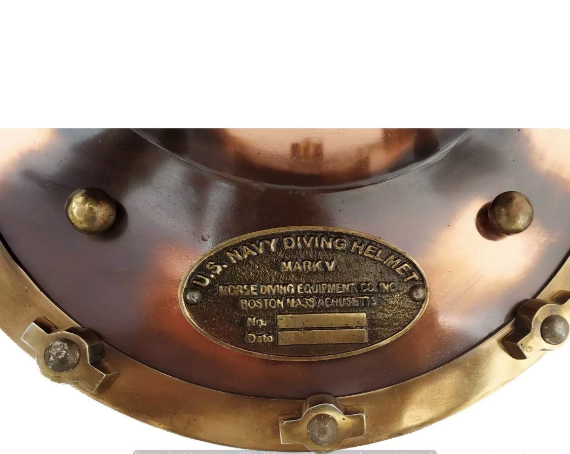 US Navy Marl V - Casco de buceo antiguo de acero de latón de tamaño completo