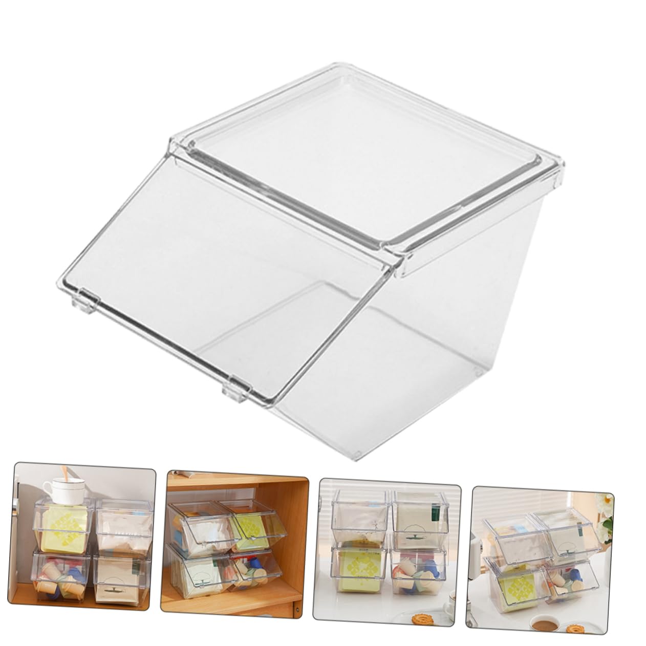 Alipis Organizador de Bolsitas de Té Acrílico 4 Piezas, Gran Capacidad | Apilable, Diseño Simple y Elegante, para Sobremesa, Acabado Limpio y Decorativo