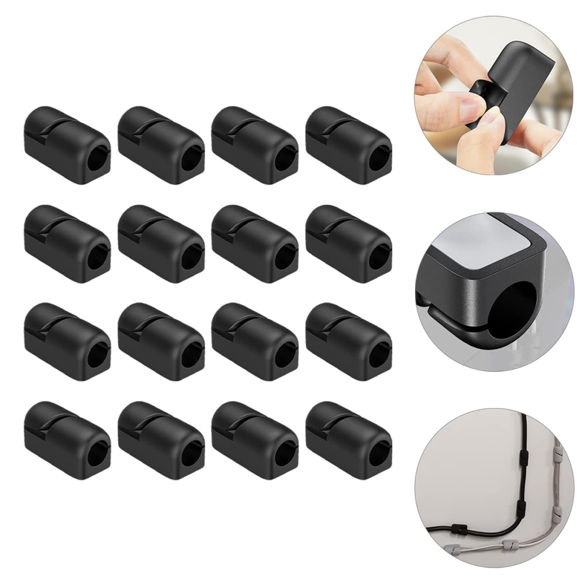 DOITOOL 3 Sätze Kabelhalteclip Auto-halteklammern Kabelklemmen Für Kabelmanagement-clips Selbstklebende Drahtklemmen Kleine Klammer Kabelorganisatoren Bausatz Kieselgel Black 20 Stück * 3