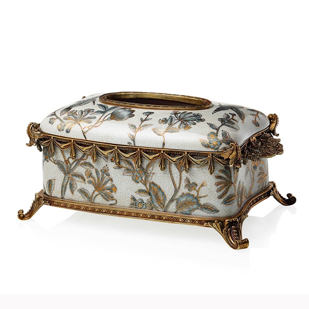 GTHTUHFD Tissue Box Cover Nordic Living Room Decoration Coffee Table Household Ceramics With Copper Tissue Box Desktop