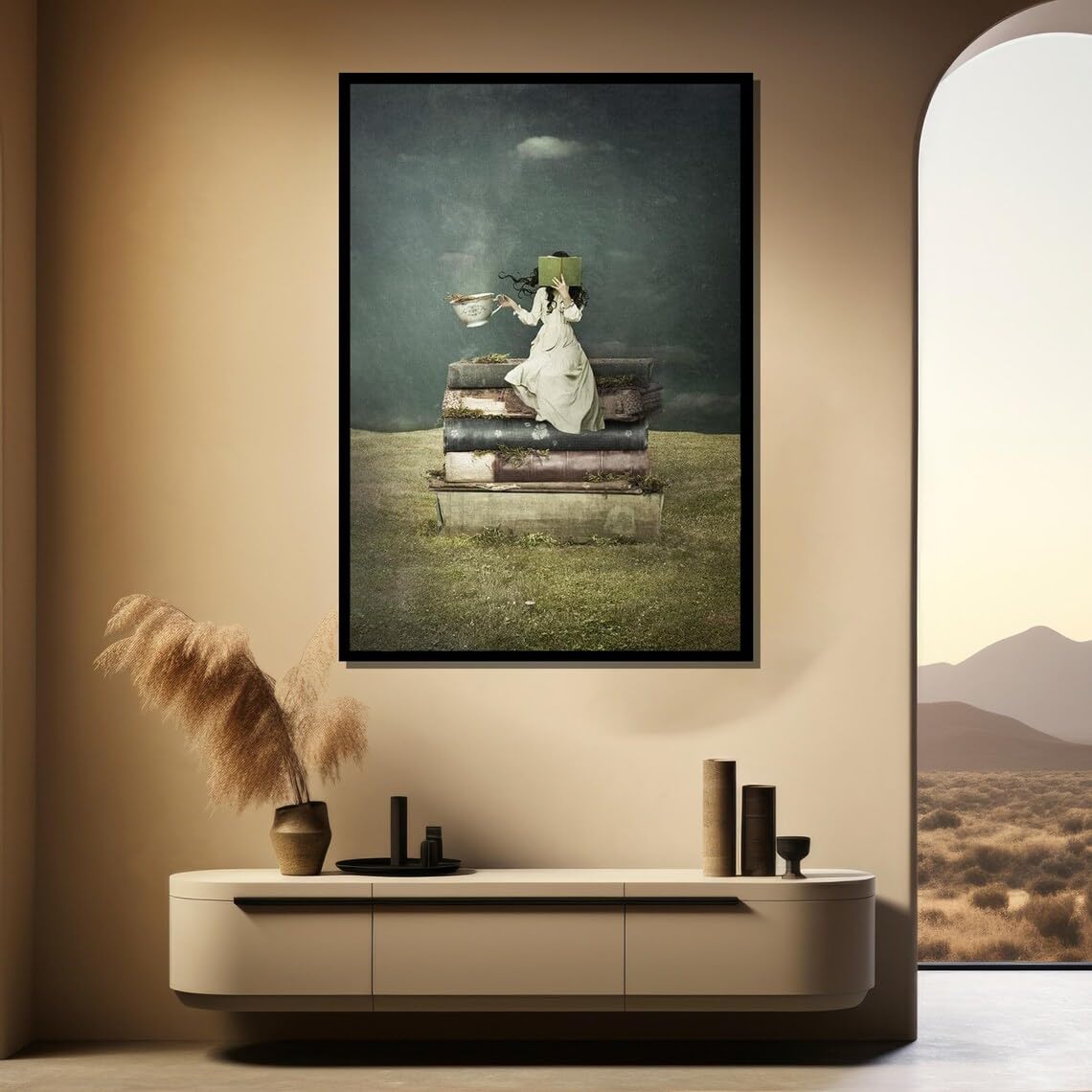 XBTYKPB Book Lover Canvas Painting - Surreal Canvas Wall Art, Ready to Hang, for Home Decor Painting Canvas Posters and Prints(50x75cm/Frameless)