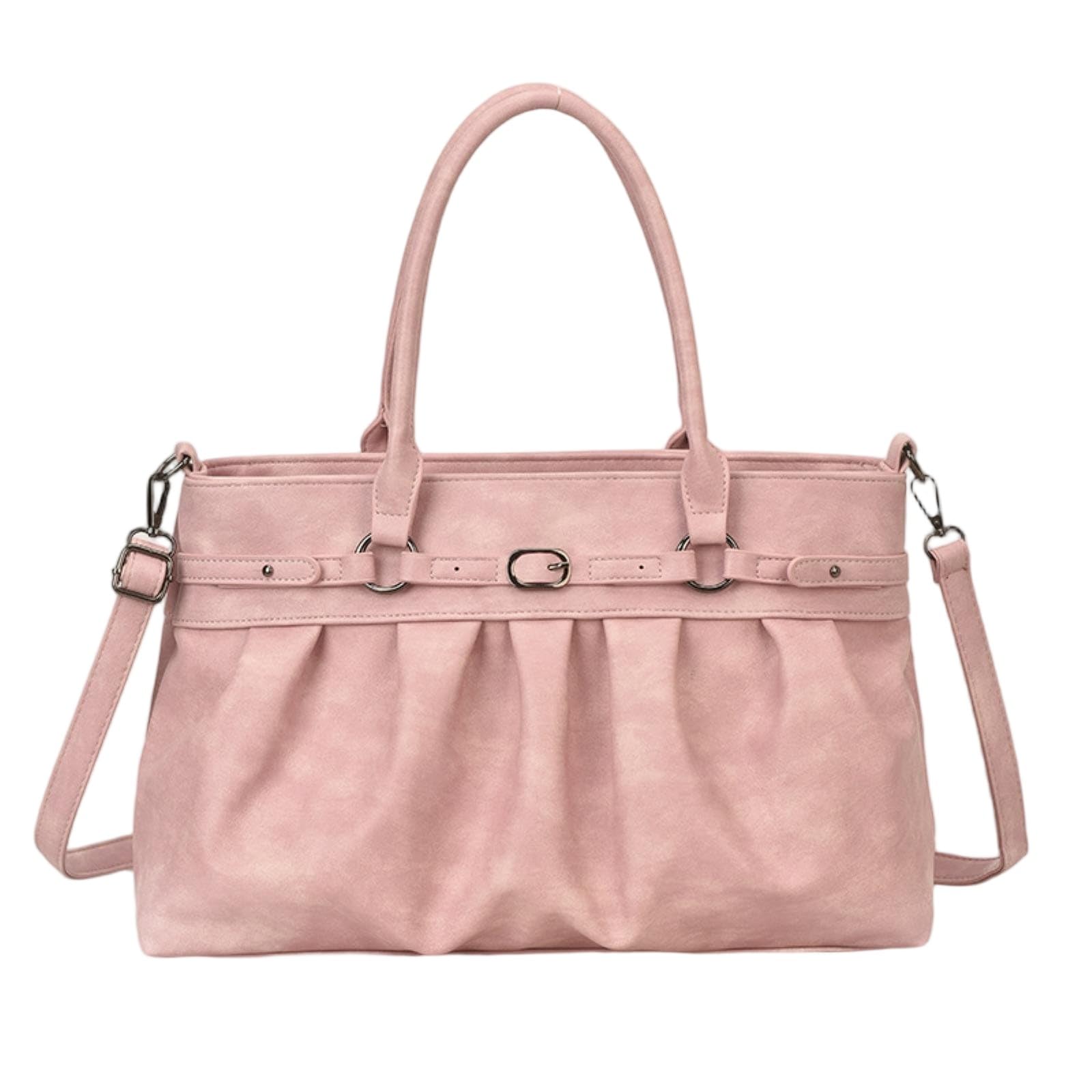 LKSCY - Bolso de mano de piel sintética fruncida para mujer: bolso de hombro de gran capacidad con hebilla de metal y cremallera superior para el trabajo y uso diario