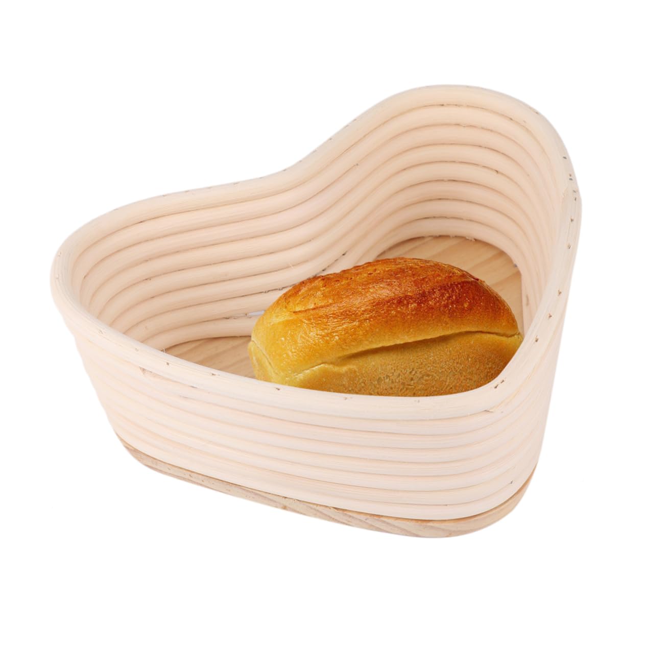 OUNONA 1pc Heart Shape Rattan Basket Natural Vine Baking Tool for Proofing Dough Includes Cloth Cover for Amateur Professional Bakers