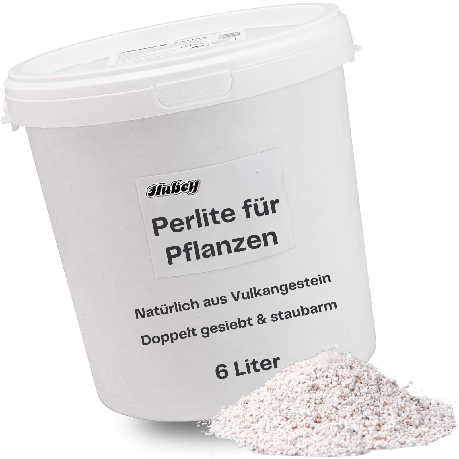 hubey Perlite für Pflanzen - Drainagelage - Sauerstoffspeicher, Feuchtigkeitsspeicher - Bodenverbesserer, staubarm (6 Liter)