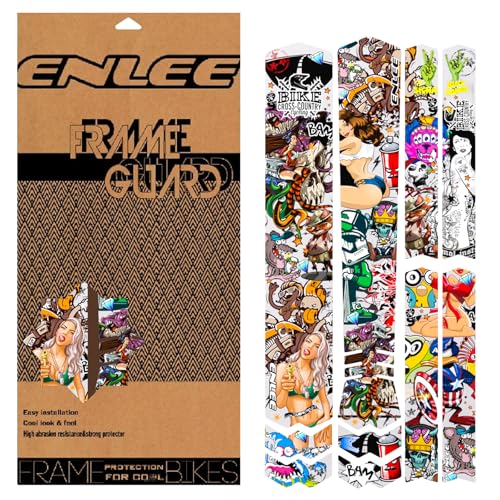 ENLEE Bike Frame Protection Tape, TPU Non-yellowing Bicycle Frame Protection Kit, Reusable Bike Frame Protection Wrap for Protecting the Top/Down Tube, Chain Guard, Fork of MTB/Road/Gravel Bike, 10PCS