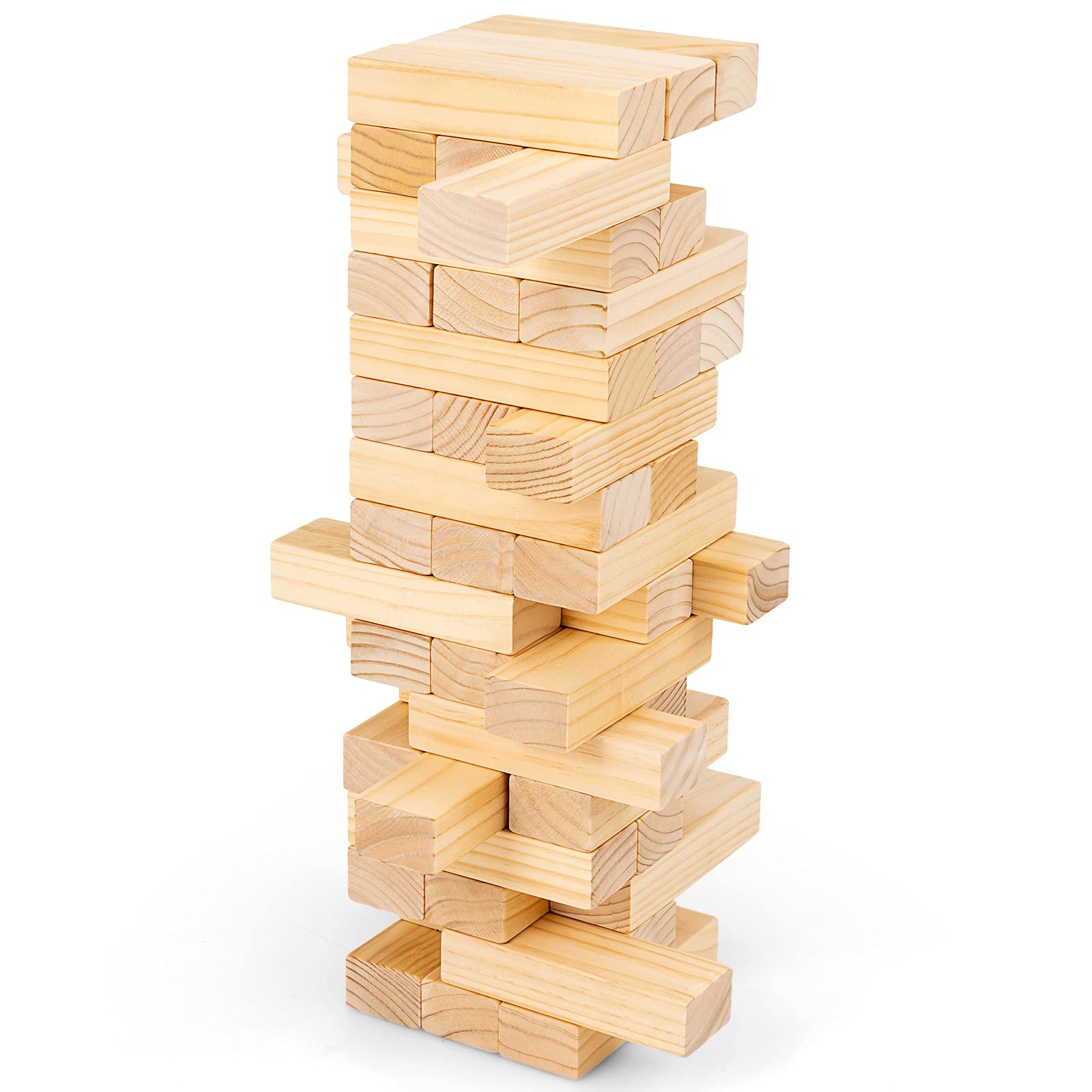 RELAX4LIFE Jeu d’Empilage avec 54 Blocs en Bois, Tour Infernale d’Équilibre, Jouet de Société et d’Adresse, Jeu Éducatif pour Enfant 3+Ans, Dé et Sac de Rangement Livrés Idéal pour Fête
