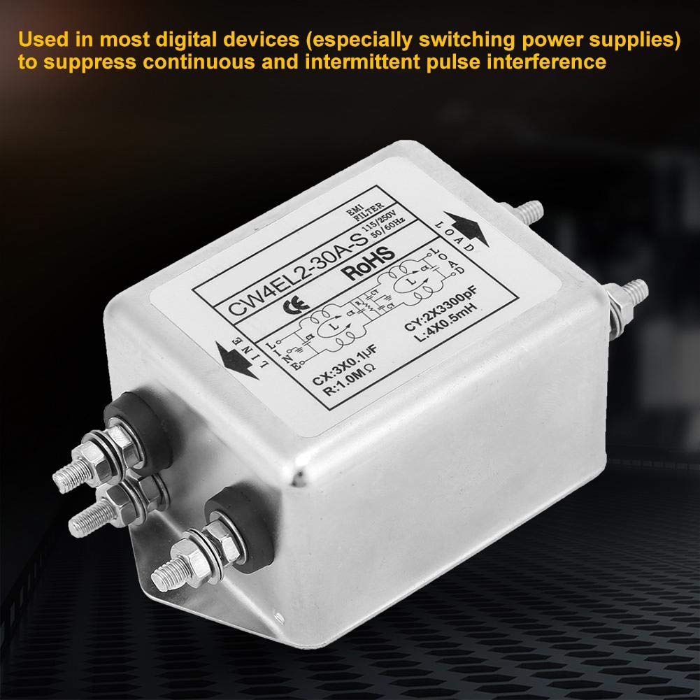 Filtre d'Alimentation EMI, Filtre EMI monophasé 115 V/250V 50/60Hz, EMI Filter Interférentiel Électromagnétique, pour Équipement Mécanique pour supprimer Interférences électromagnétiques